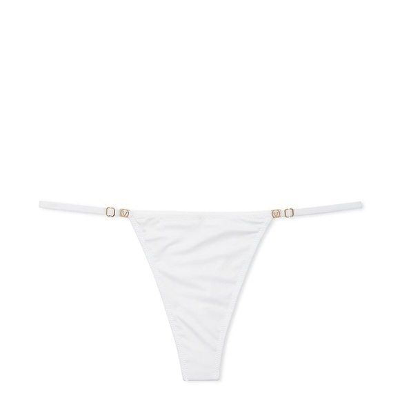 NWT Victoria’s Secret White and Gold Smooth Adjustable Thong Panty XL - Picture 5 of 6